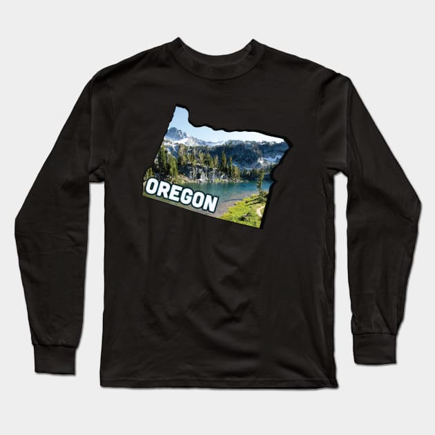 Oregon state, Oregon hiking trails gift, Oregon home state Long Sleeve T-Shirt by Anodyle